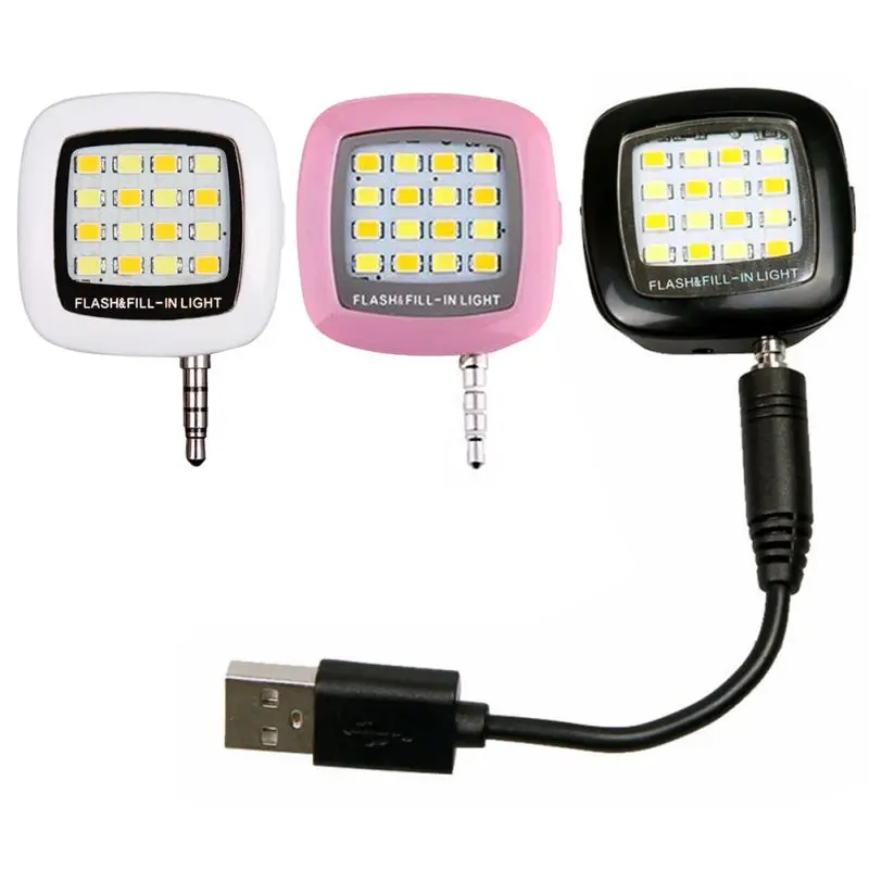 Mini 16 LED Camera Flash Spotlight Smartphone Phone Selfie Fill in