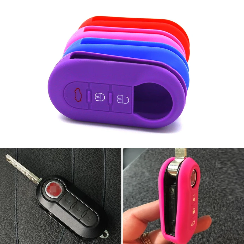 

Silicone Car Key Cover Case Shell For FIAT 500 Panda Punto Bravo For Lancia Ypsilon Delta Musa Nera