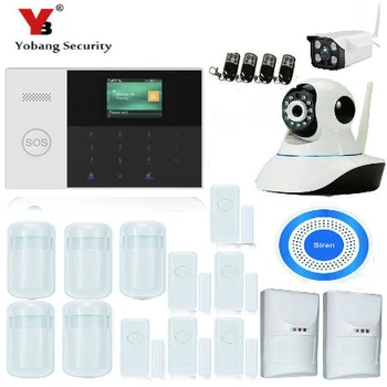 

YobangSecurity SOS Button 2.4 Inch WIFI RFID GSM SMS Home Burglar Security System Smoke Fire Sensor Video IP Camera APP Control