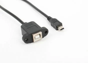 

KEFU USB 2.0 Mini B 5 Pin Male to Type B Female MF Screw panel mount Adapter cable 10pcs/lot