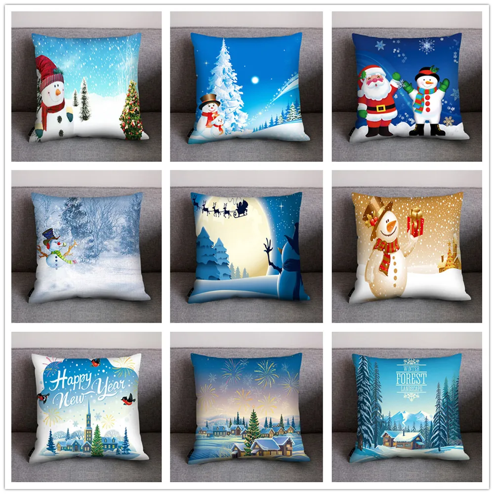 

45*45 pillow case with Christmas snowman print for dyeing the bed home decoration cushion cover Christmas decoration pillowcases