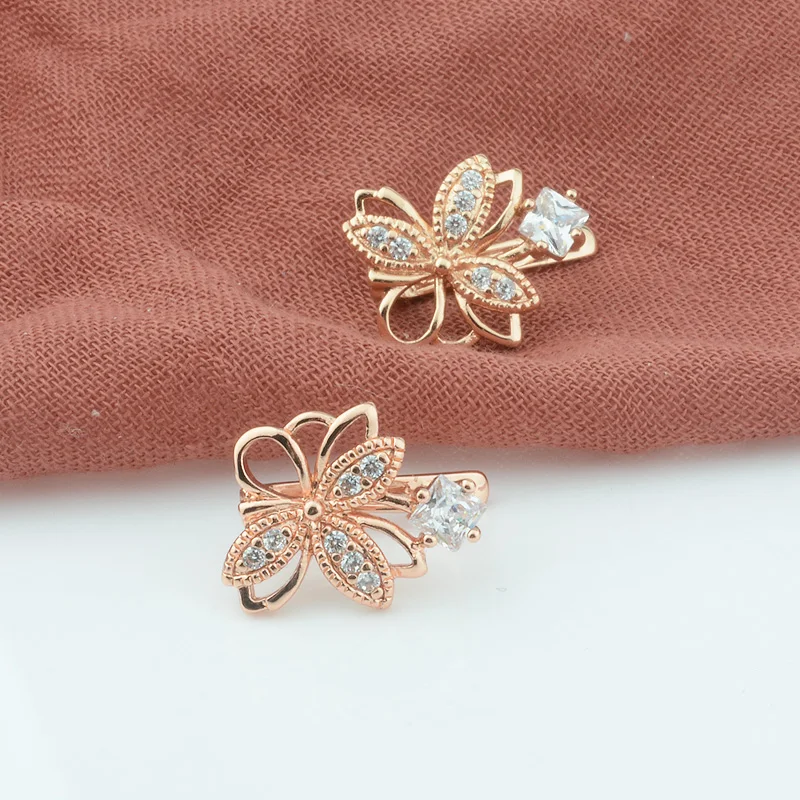 

FJ Women Butterfly Earring 585 Rose White Gold Color Cubic Zircon Dangle Earrings
