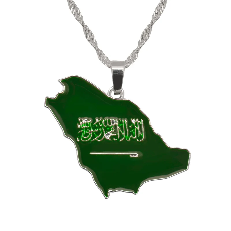 

Silver Color Saudi Arabia Map Pendant Necklaces for Women/Girls #J0007
