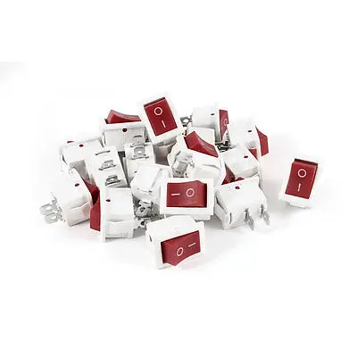 

High quality  20Pcs KCD1 AC 250V 6A 125V 10A 2Pin SPST Power ON/OFF Panel Rocker Switch Red