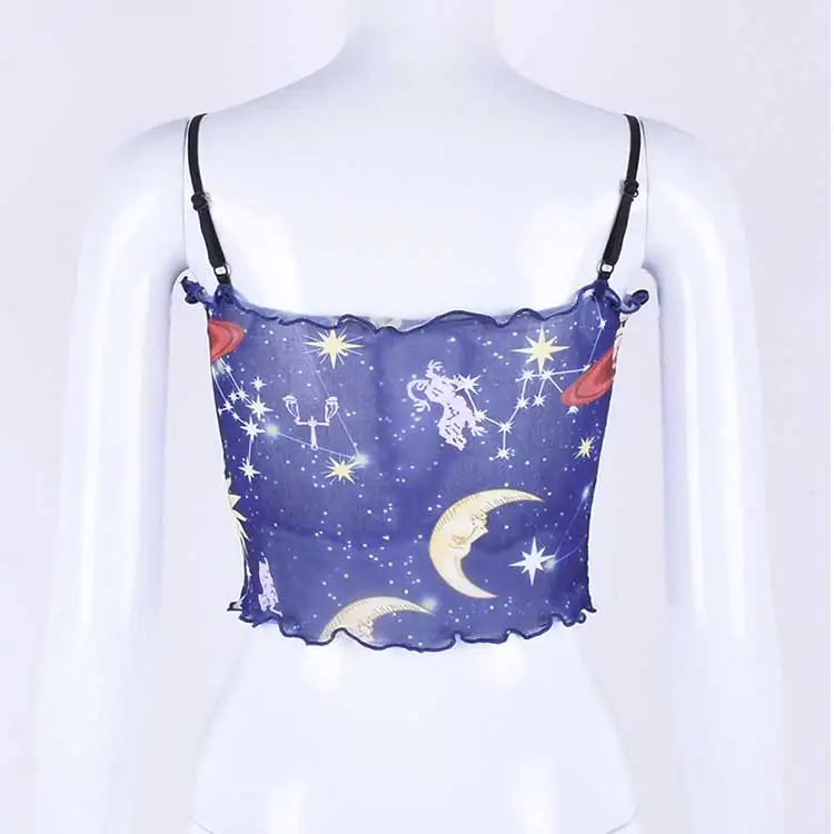 Женская летняя уличная майка на бретельках с принтом Camisolei, короткий топ, Harajuku, на тонких бретелях, топ с татуировкой, милые бретели для бюста
