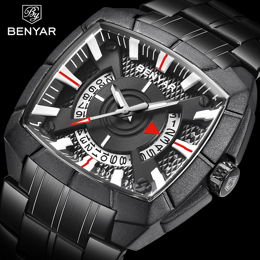 

BENYAR Creative Men's Watches Quartz Fashion Waterproof Business Watch Men Stainless Steel Wristwatch Mens reloj hombre Dropship