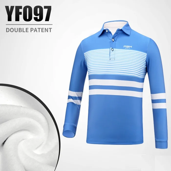 

Pgm Winter Autumn Golf Boys Striped Shirts Long-Sleeve Warm Tops Children Comfort Training Tops Golf Apparel AA51877