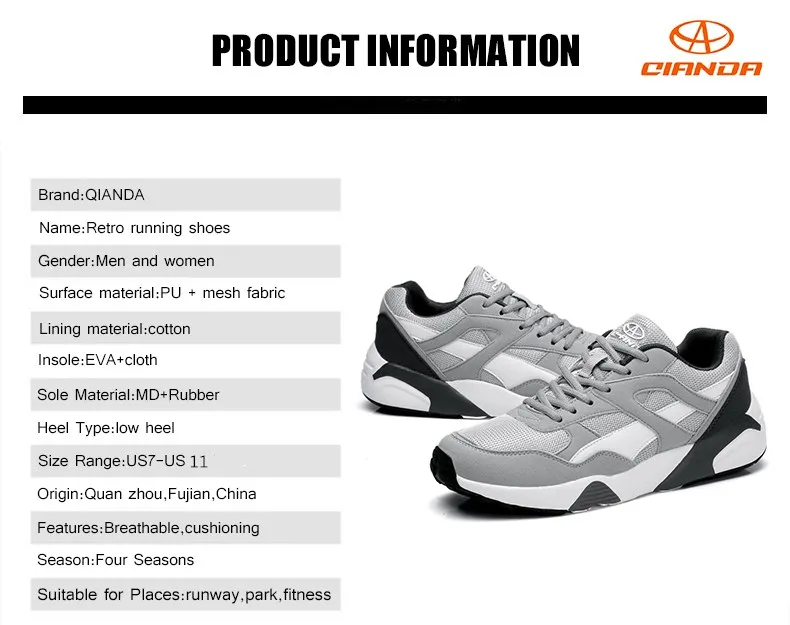 QIANDA Hot Sale Running Shoes Lace-up Cushioning Man Sneakers Light Breathable Sport Shoes Comfortable Jogging for Men US7-10 (1)