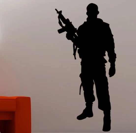 American Soldier Wall Sticker Black Removable Army Marine Vinyl