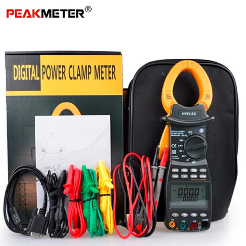 PEAKMETER MS2203 True RMS Цифровые токоизмерительные клещи профессиональный 3-х фазный автоматический мультиметр Мощность фактор 0.1A~ 1000A переменного тока метр