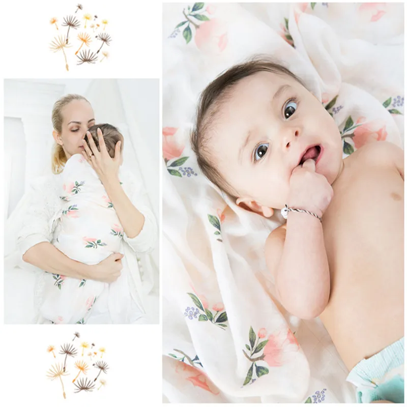 Бамбуковое волокно Фламинго Роза фрукты Печать детское одеяло s постельные принадлежности пеленки для новорожденных