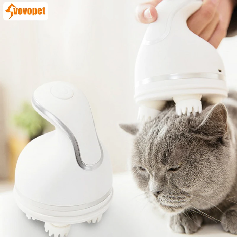 

VOVOPET Electric Pet Cat Massager comb Handhold Adjustable Speed USB charging Detachable 3D Head Massage Pets Grooming brush