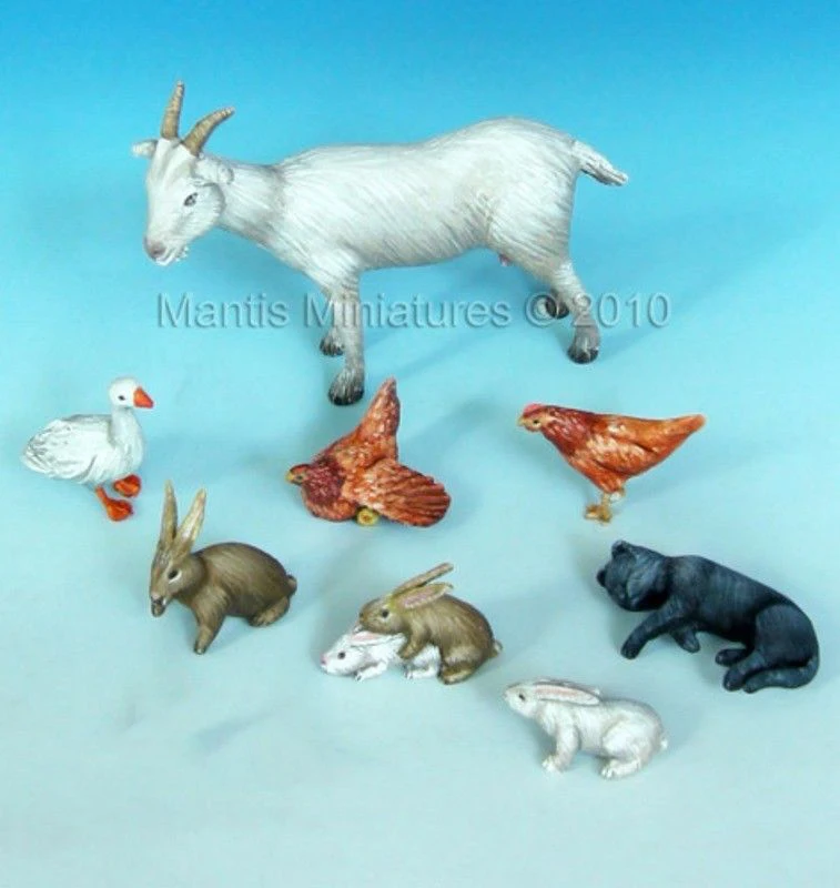 

Assembly Unpainted Scale 1/35 the Animal Set # Goat Rabbit Cat Duck Historical toy Resin Model Miniature Kit