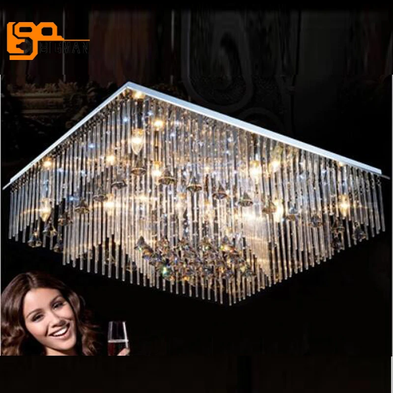 

new modern rectangle chandelier crystal lamp LED luminares decorative home lighting