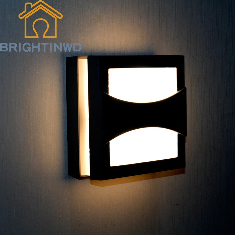 

BRIGHTINWD Modern Simple Outdoor Wall Lamp Front Yard Lamp Moisture Proof Waterproof Square Aisle Balcony Aluminum Led Light