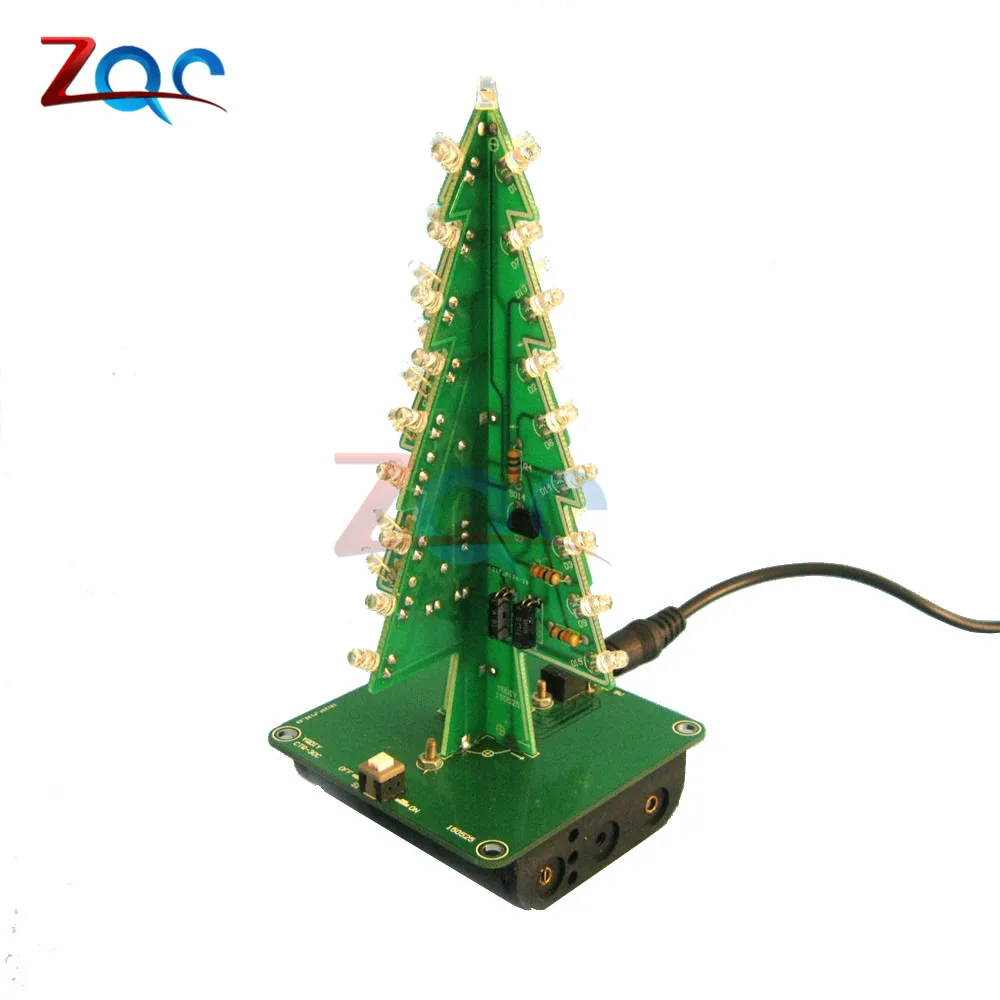 DIY 3/7 Colors 3D Christmas tree LED Flashing Circuit Kit Light Xmas Tree Gift 