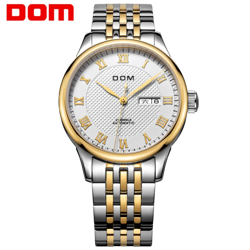 

Dom top brand for men fashion luxury waterproof mechanical stainless steel strap gold watch hot sale male Business clock M-59