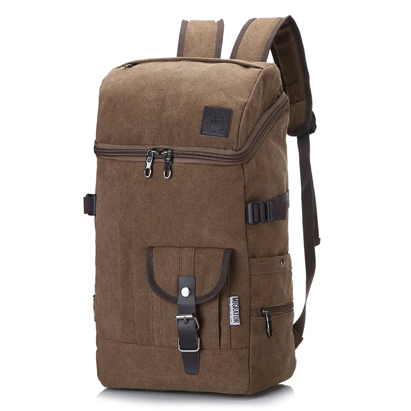 Многофункциональный брезентовый мужской рюкзак большой емкости, дорожная сумка для альпинизма, походный рюкзак, большой повседневный рюкзак, мужской подарок - Цвет: Brown