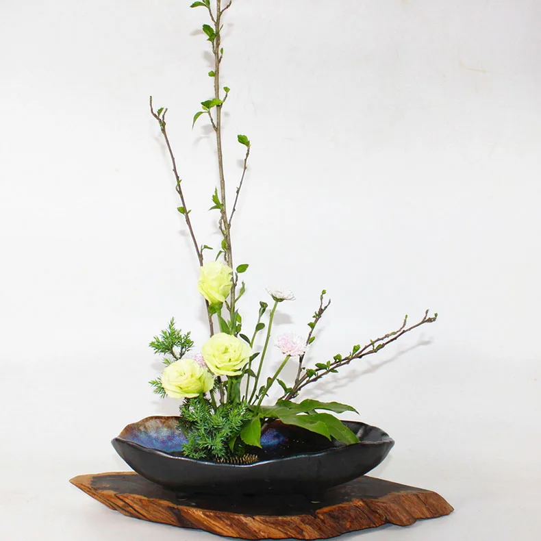 Корзина для цветов грубая глиняная Ваза Jardiniere Ikebana Kenzan керамическая Столешница цветочный горшок цветочный узор винтажный домашний декор