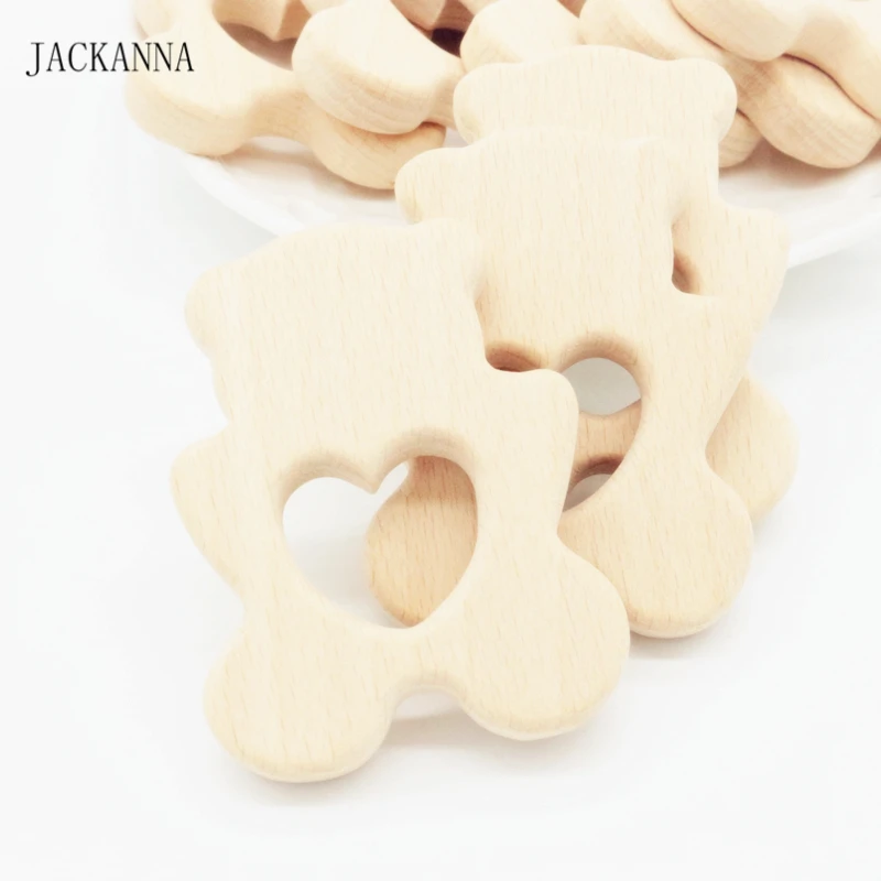 

Infant Baby Wood Teether Bear Shape Natrual Wooden Baby Teether Toys, Wood Teething Accessories, Baby Shower Gifts