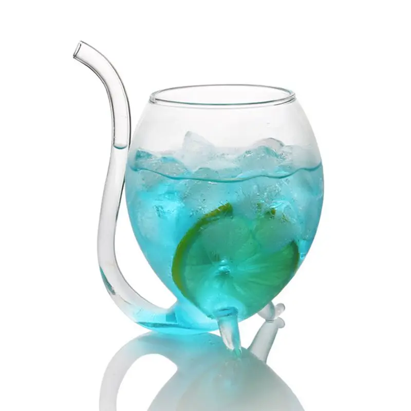 Wine Whiskey Glass Heat Resistant Sucking Juice Milk Cup Tea With Drinking Tube Straw | Дом и сад