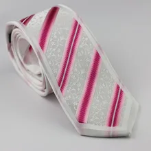 Мужские галстуки для костюма дизайн граница белый с розовым красным диагональные полосы Серебряный цветочный шейный платок строгий галстук 7,5 см Cravat Gravatas
