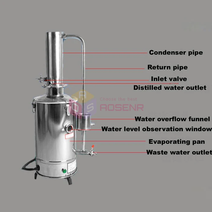 Электрический 5L дистиллятор воды 304 дистиллированный из нержавеющей стали оборудование для воды с автоматической системой отключения 220 V/110 V