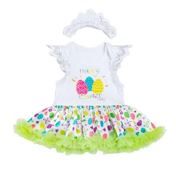 

Newborn Infant Easter Clothes Sets Sleeveless Lace Christening Baptism Baby Girls Clothing Headband+Dresses Bebes Kids Outfits