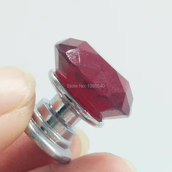 

New 5pc 20mm K9 Red Crystal Cabinet Drawer Knobs Jewelry Box Drawer Pulls Diamond Shape Cabinet Handles Furniture Hardware Knobs