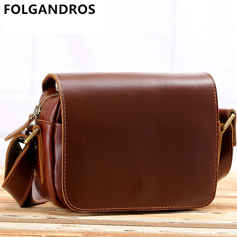 

Autumn Winter Men Women's Messenger Bags Genuine Leather Handmade Shoulder Crossbody Bag Vintage Cowhide Luxury Designer Handbag