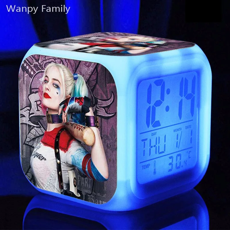 

[Wanpy Family] Science fiction film Suicide Squad Alarm Clock For Children's room Bedside Desktop Color Changing Alarm Clock