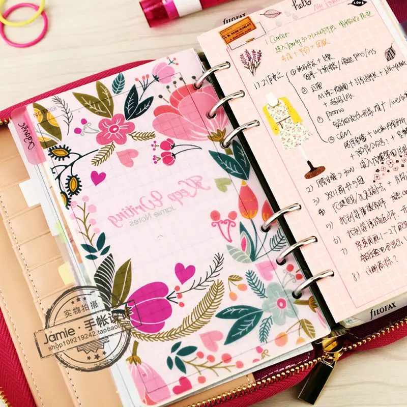 Jamie Planner Original A7 A6 A5 PP Material Separator Pages 6 loose Leaf Notebook Separator Pages