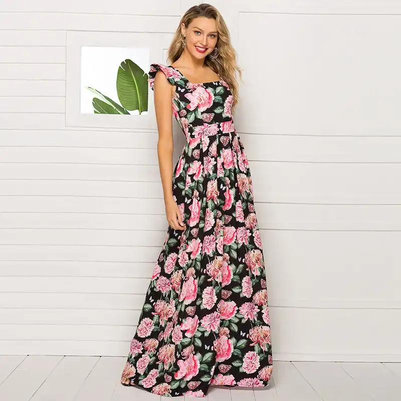 floral long summer dresses