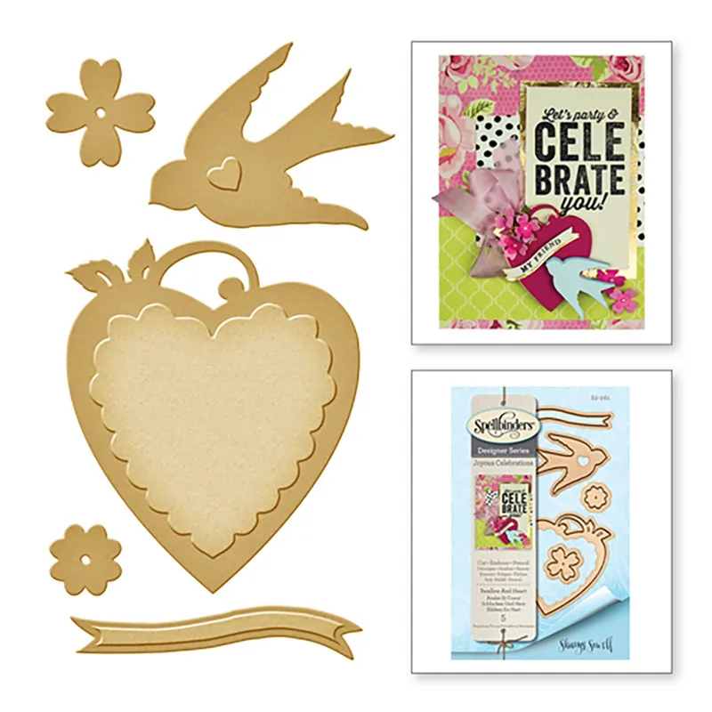

DiyArts 5 Pcs/lot Metal Cutting Dies Flower Bird Heart Element Scrapbooking for Card Making DIY Embossing Cuts New Craft