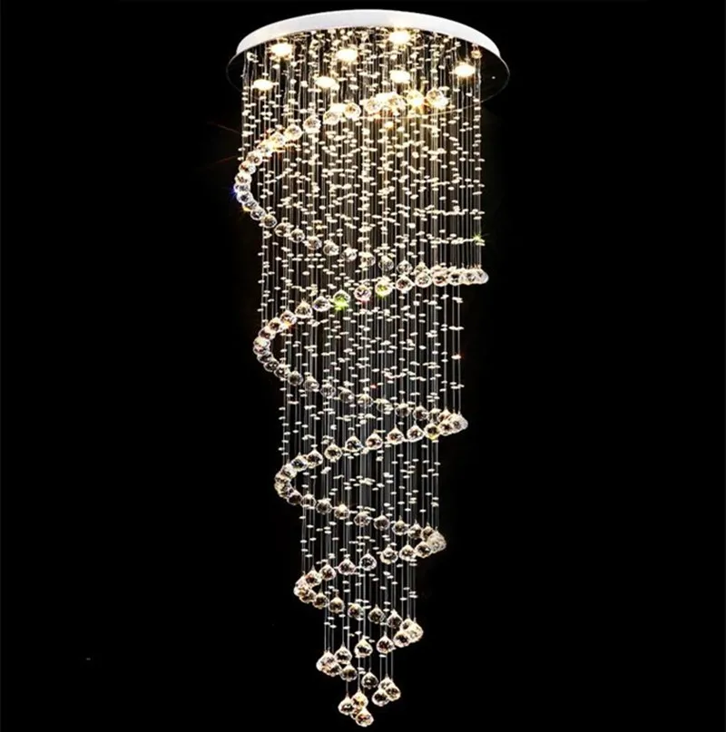 

Long Crystal Chandelier for stairwell Hally Living room Kitchen Lustre De Cristal italian Design round crystal chandeliers Lamp