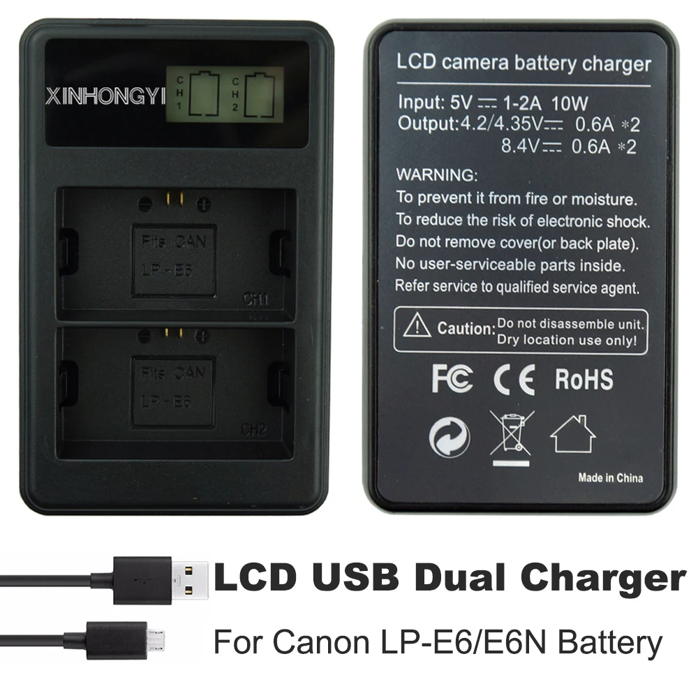 

lp-e6 Battery Charger LP E6 Battery Pack LCD Dual USB Camera Charger for Canon 5D Mark II III 7D 60D EOS 6D 70D 80D Camera