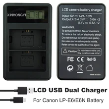 lp-e6 Battery Charger LP E6 Camera Battery Pack LCD Dual USB Charger for Canon 5D Mark II III 7D 60D EOS 6D 70D 80D Camera mcoplus bg 5diil lcd battery grip for canon eos 5d mark ii ir wireless remote control 2x lp e6 battery