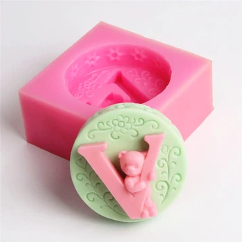 

Silicone Mold 3D Exquisite Bear Baby Shape Love V Letter Wedding Silicone Mold Soap Cake Fondant Flower Decoration Mould KK324