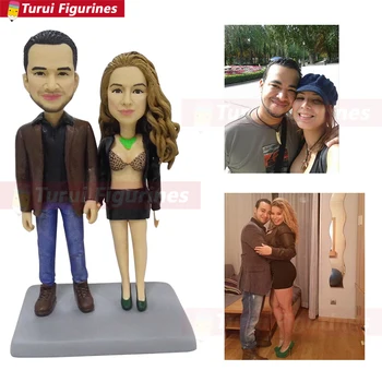 

custom bobblehead couple figurines lovers bobble head personlized handmade polymer clay dolls antique imitation figurines