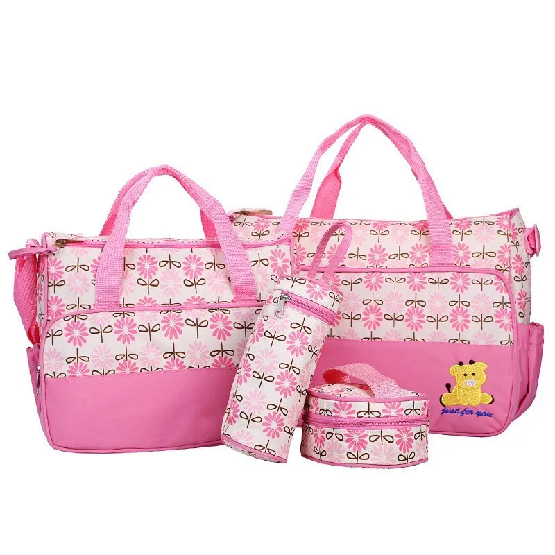MOTOHOOD 39*28,5*17 см, 5 шт., сумка для детских подгузников, костюмы для мамы, держатель для детской бутылочки, для мамы, для коляски, для мам, Комплекты сумок для подгузников - Цвет: pink663