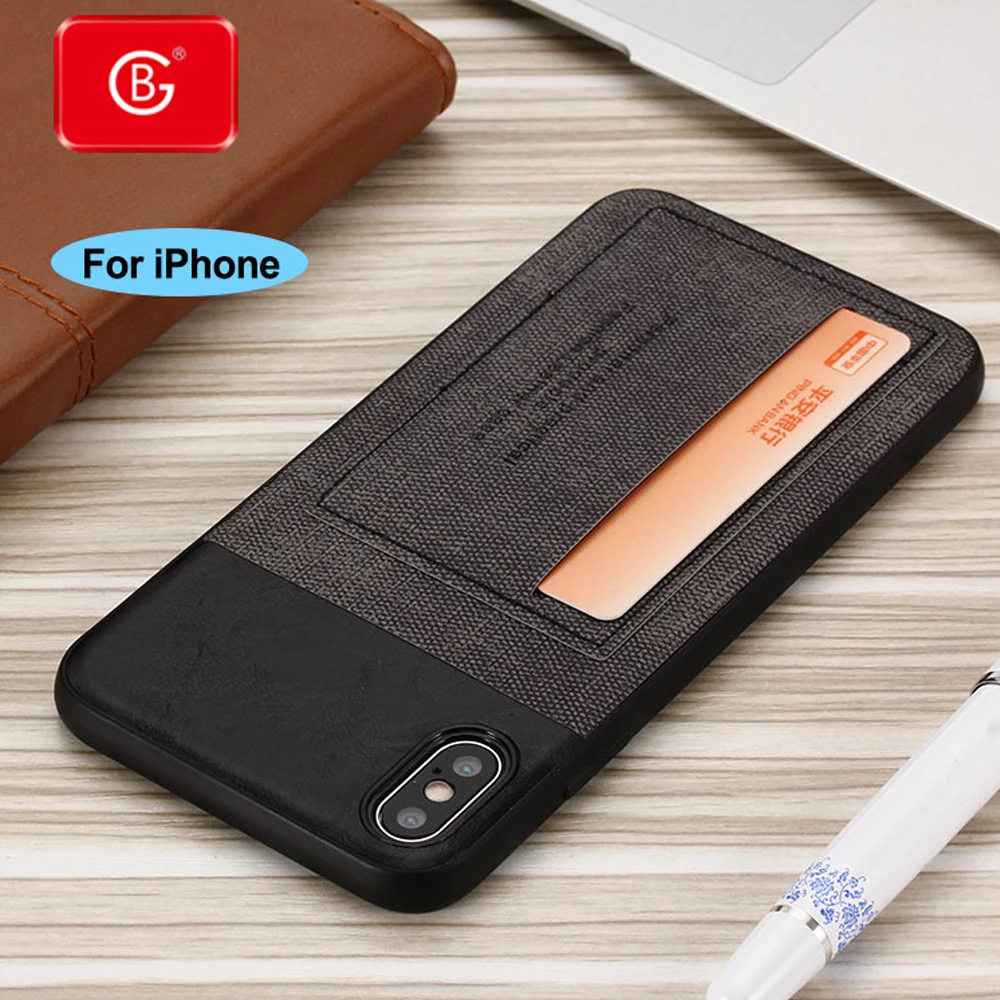 Gebei Luxury Full Shockproof Silicone Shell Case for iPhone XS MAX XR Denim Card Holder Cover