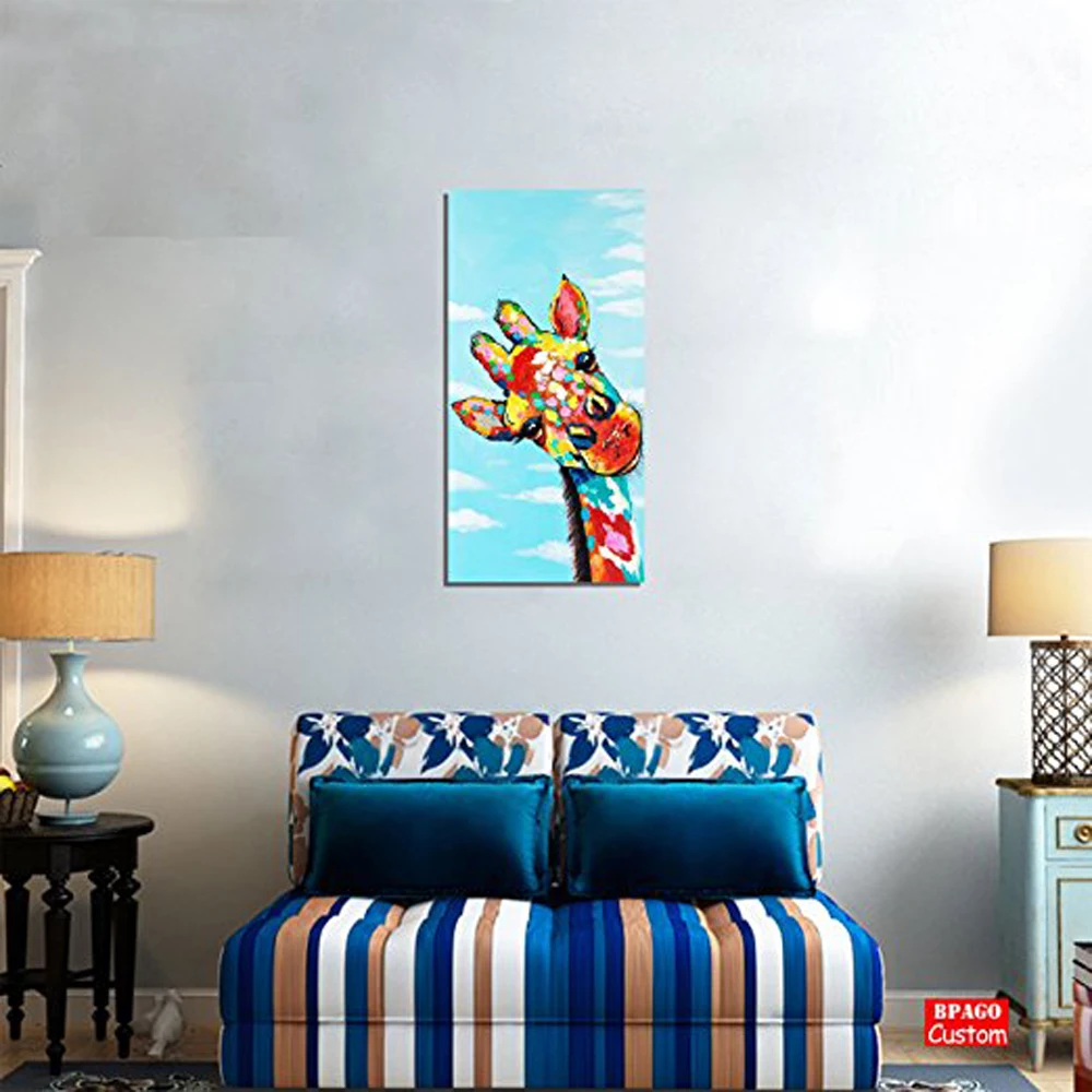 

Animal Giraffe 1 pcs 100% Oil Painting Modern Abstract Hand Painted Wall Pictures for Bedroom Decor Best Unique Gift for Child