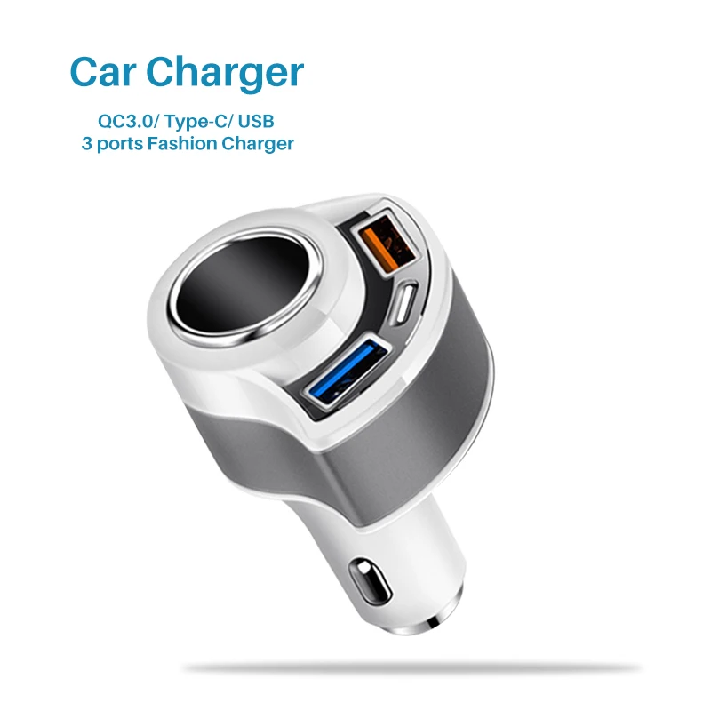 Автомобильное зарядное устройство QC3.0 быстрое USB Type C мобильный телефон 3 порта