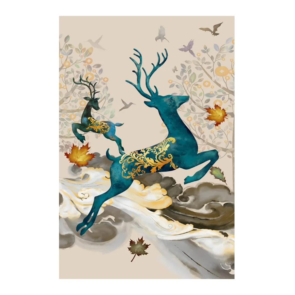 

Elk animal Moge Diamond Painting abstract Full Round New DIY Sticking Drill Cross Embroidery 5D Decorative Home Decoration