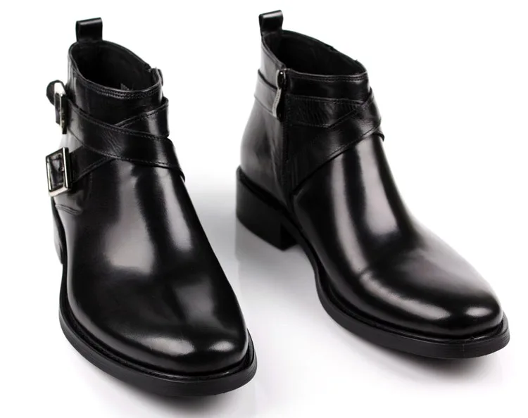 Большие размеры EUR46; черные/коричневые мужские ботинки в деловом стиле с двойной пряжкой; модельные ботинки из натуральной кожи; мужские ботильоны