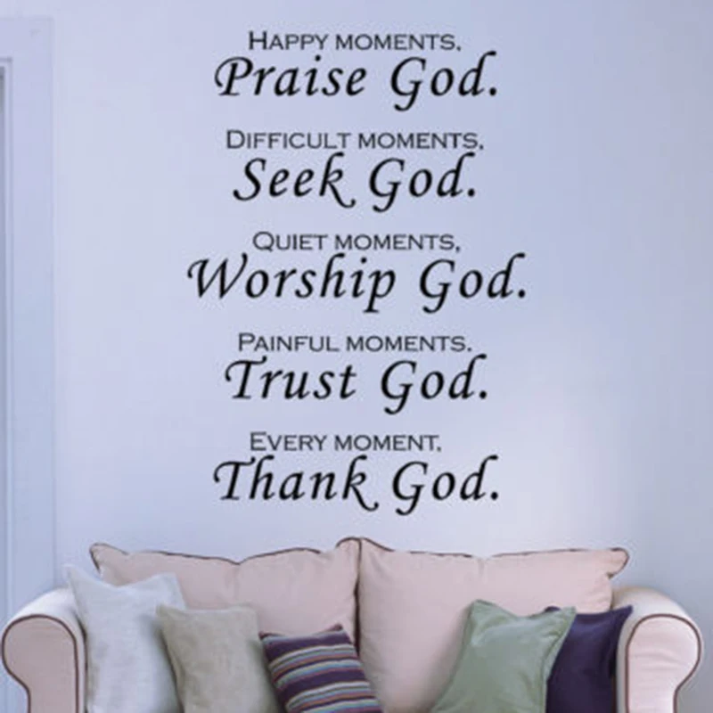 

Quote Art Word Living room Black Praise God Wall Stickers Background Bible Verse Vinyl Decals Scripture New Hot