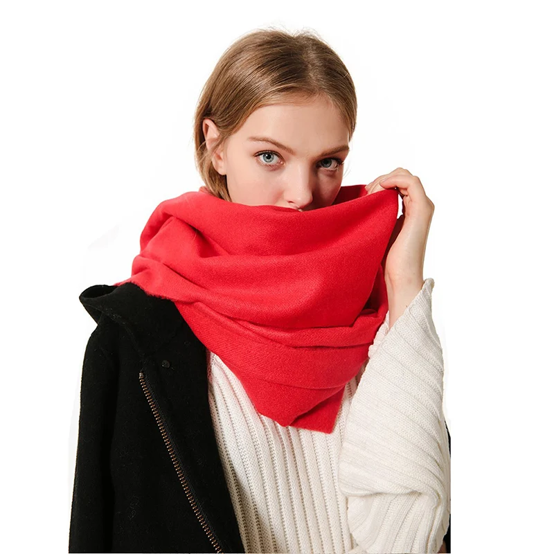 Buy Women's Solid Red Winter Scarf Soft Cotton