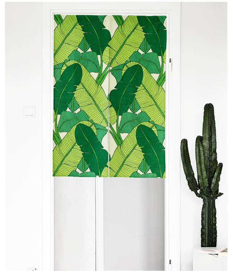 

Northern Europe style cloth Japanese banana leaf door window curtain home decoration bedroom living study room kitchen cafe bar