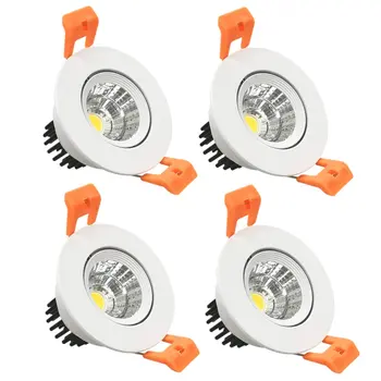 

4-Pack 3W CRI80 LED Downlight Dimmable COB Directional Ceiling Light 230LM Cut-out 2in(51mm) Dimmable 60 Beam Angle ST154