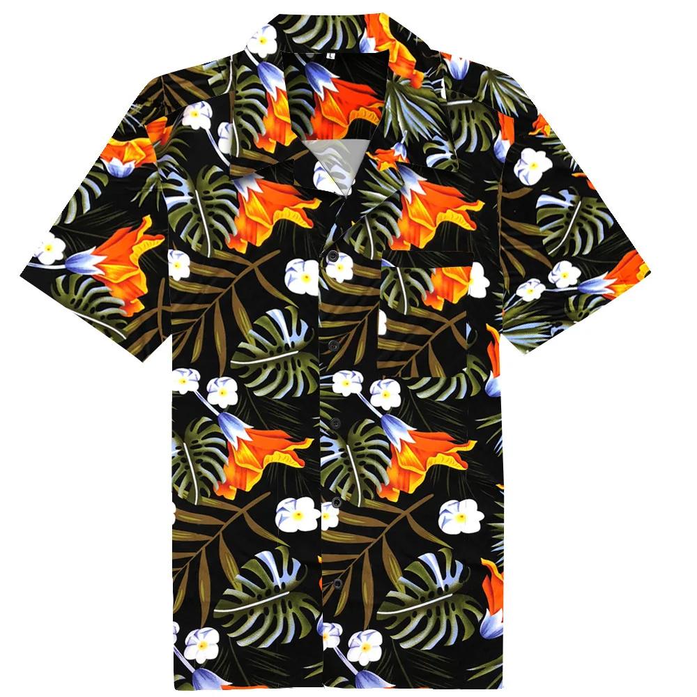 2019 Hawaiian Shirts Casual Floral Print Men Dress Shirts camisa ...